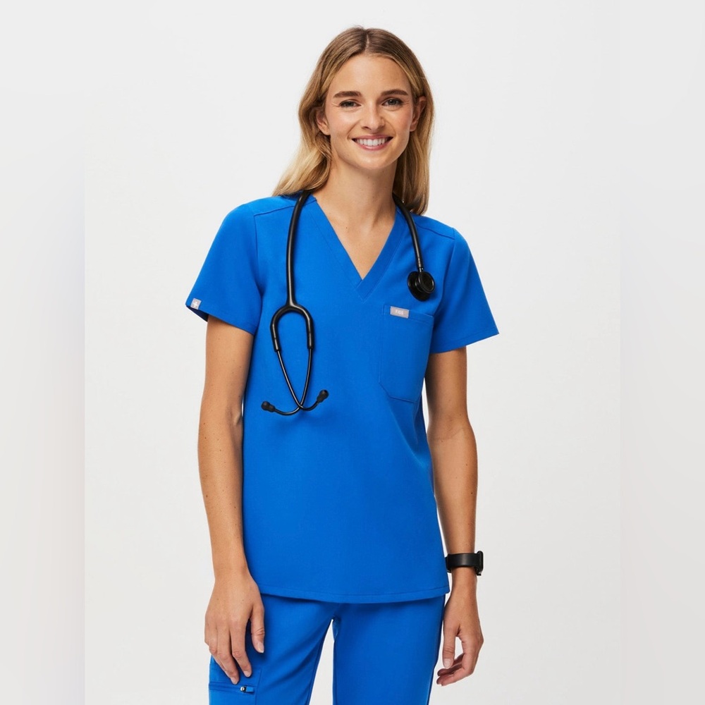 FIGS Catarina one pocket scrub top - royal blue, XS